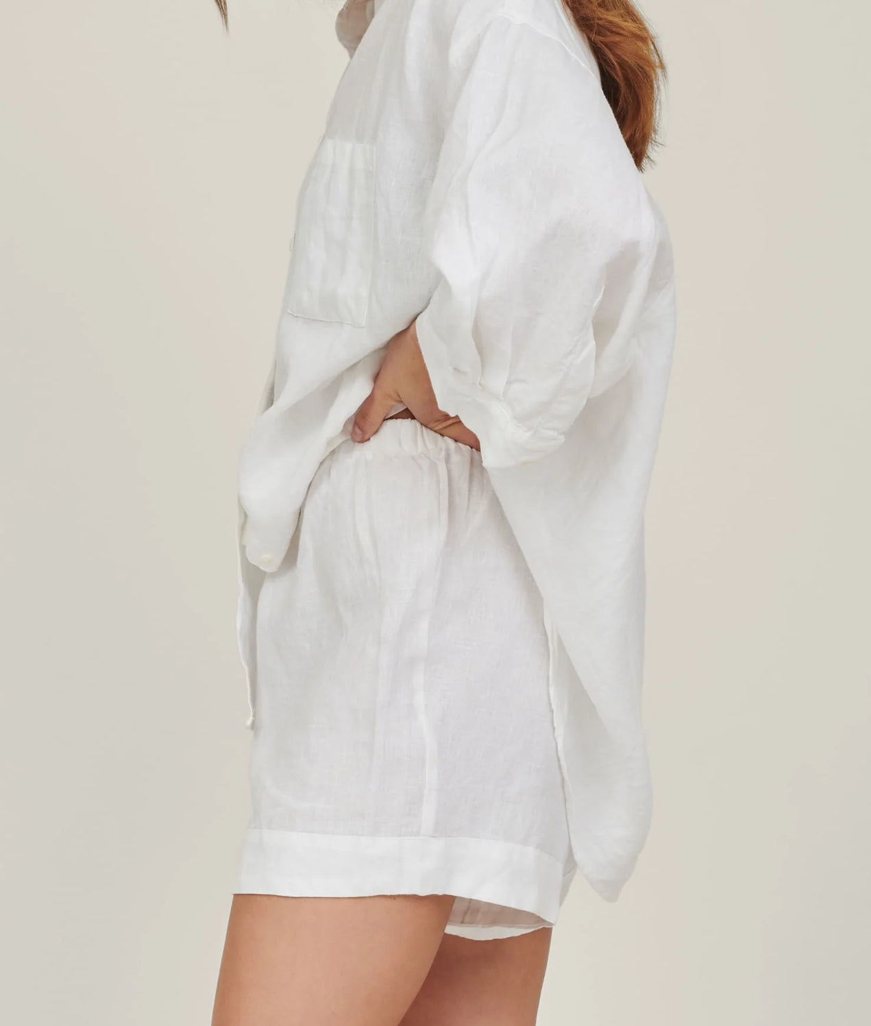 C&G Linen Shorts White Large
