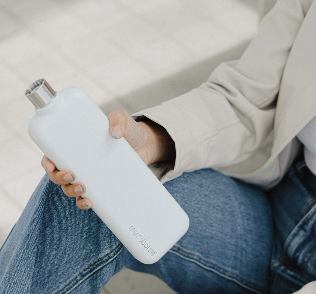 Memo Bottle Slim Stainless Steel White 600ml