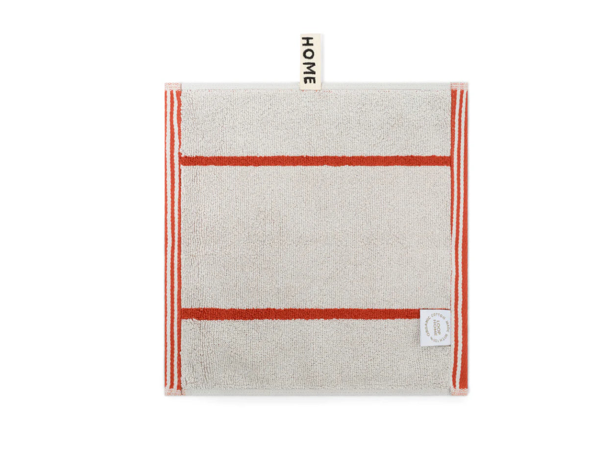 Loop Home FACE TOWEL - TERRACOTTA/STONE - PINSTRIPE