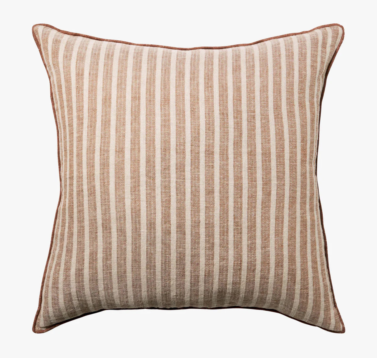 LM Home Ava Toffee Stripe Pure Linen Cushion