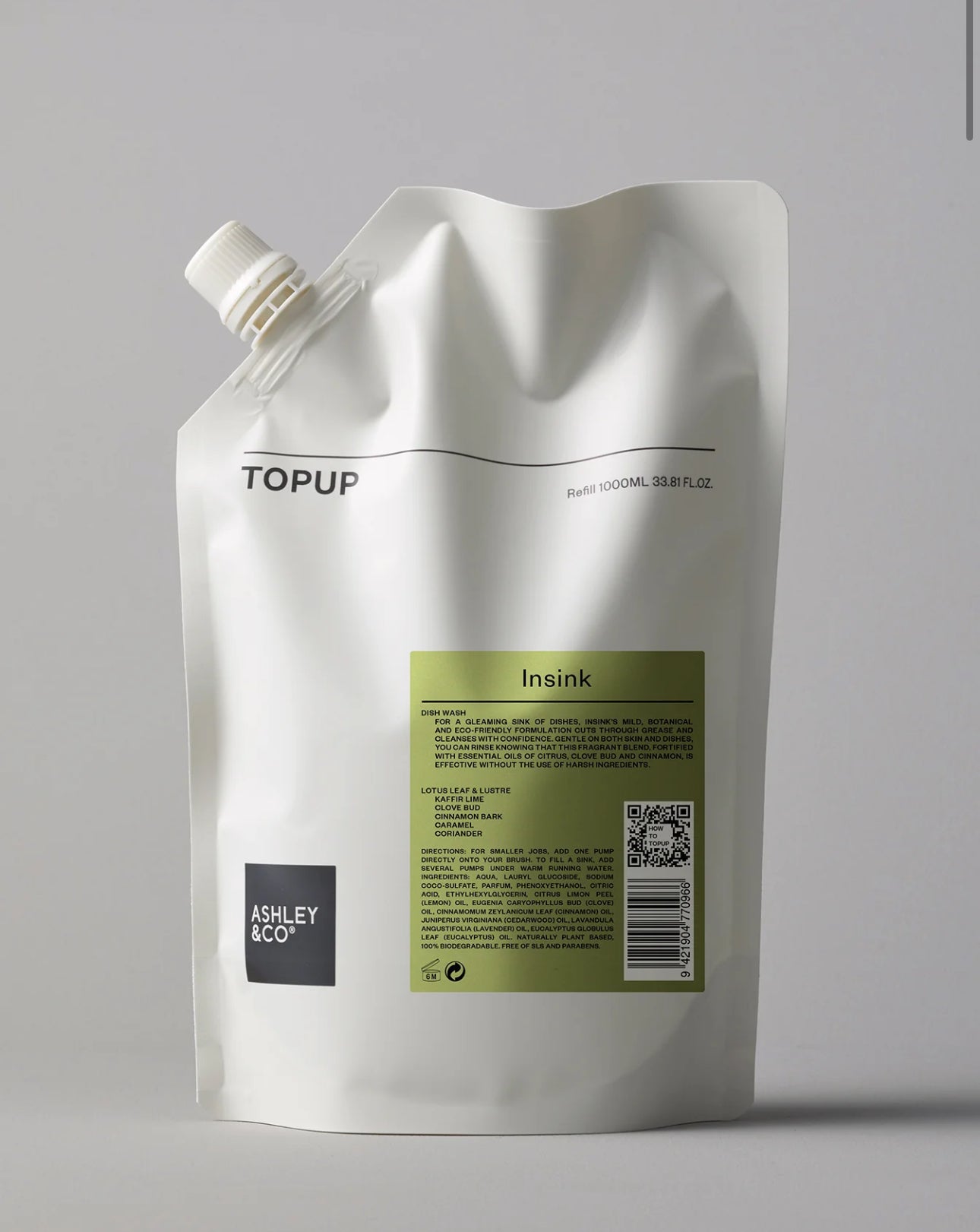 Ashley & Co Topup In Sink Dishwash 1Litre