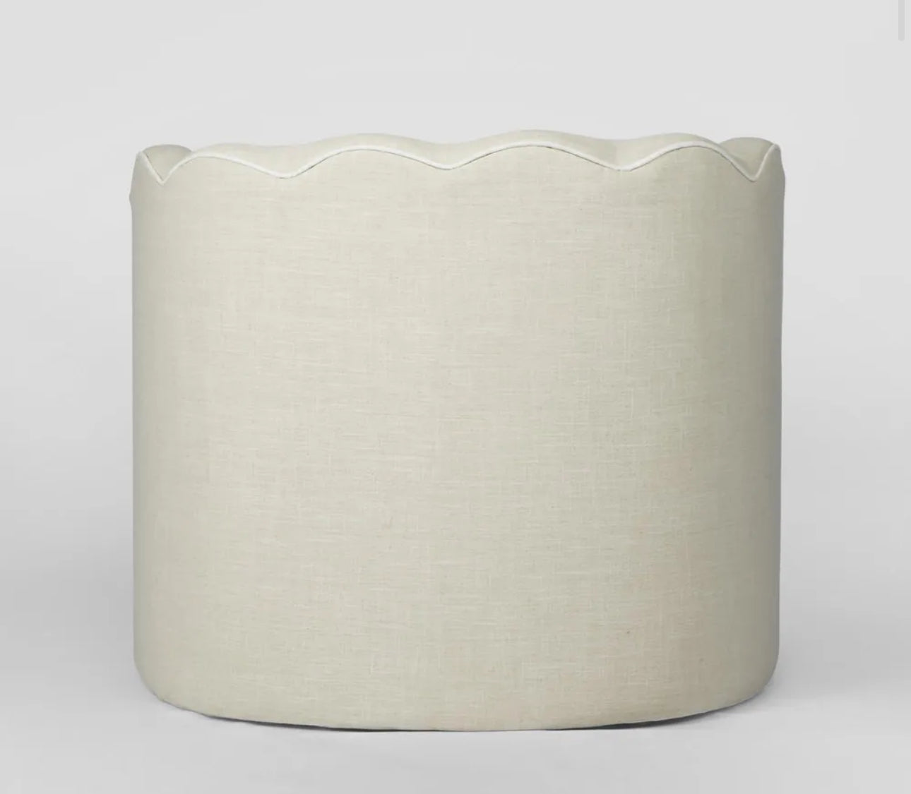 CAMILLE SCALLOP ARMCHAIR NATURAL WITH WHITE PIPING
