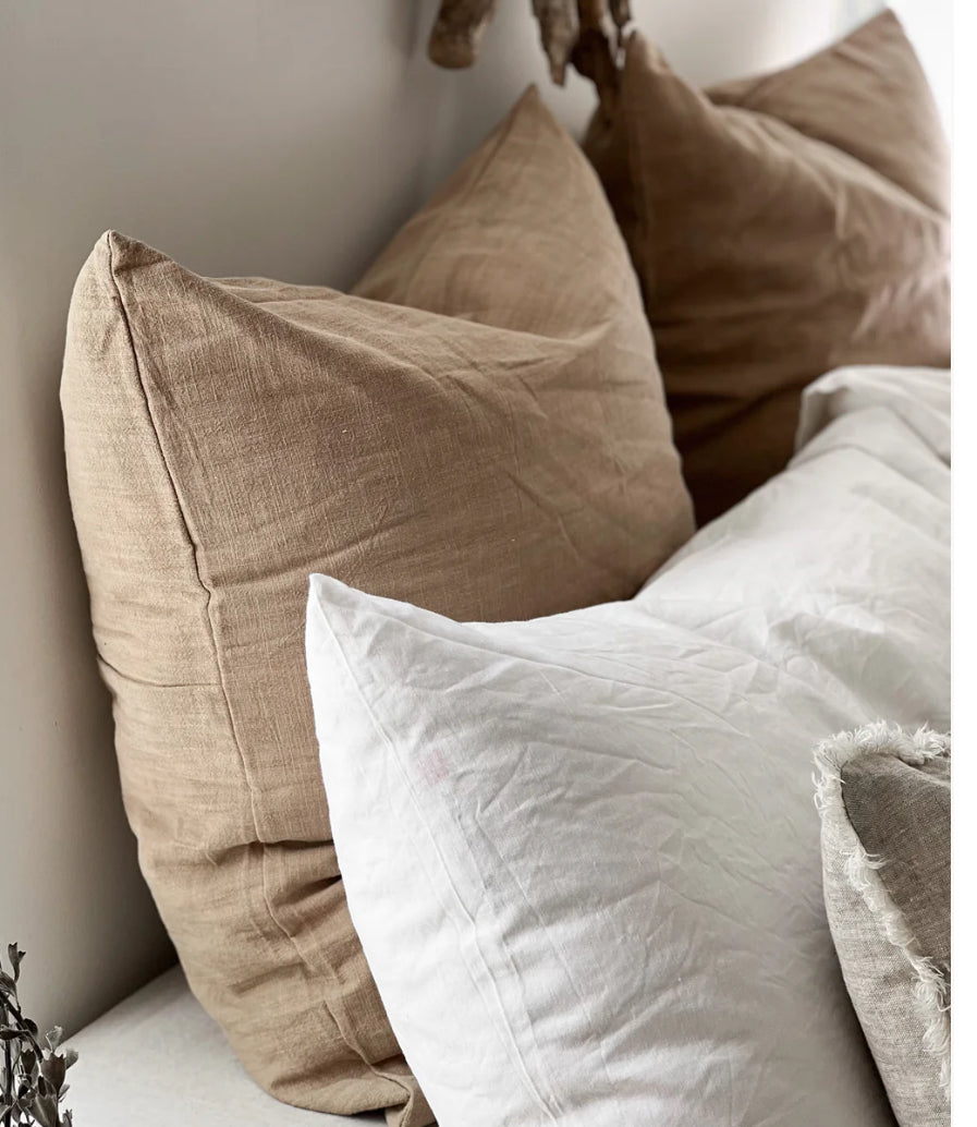 Feather & Oak Ramie Euro Cushion - Husk