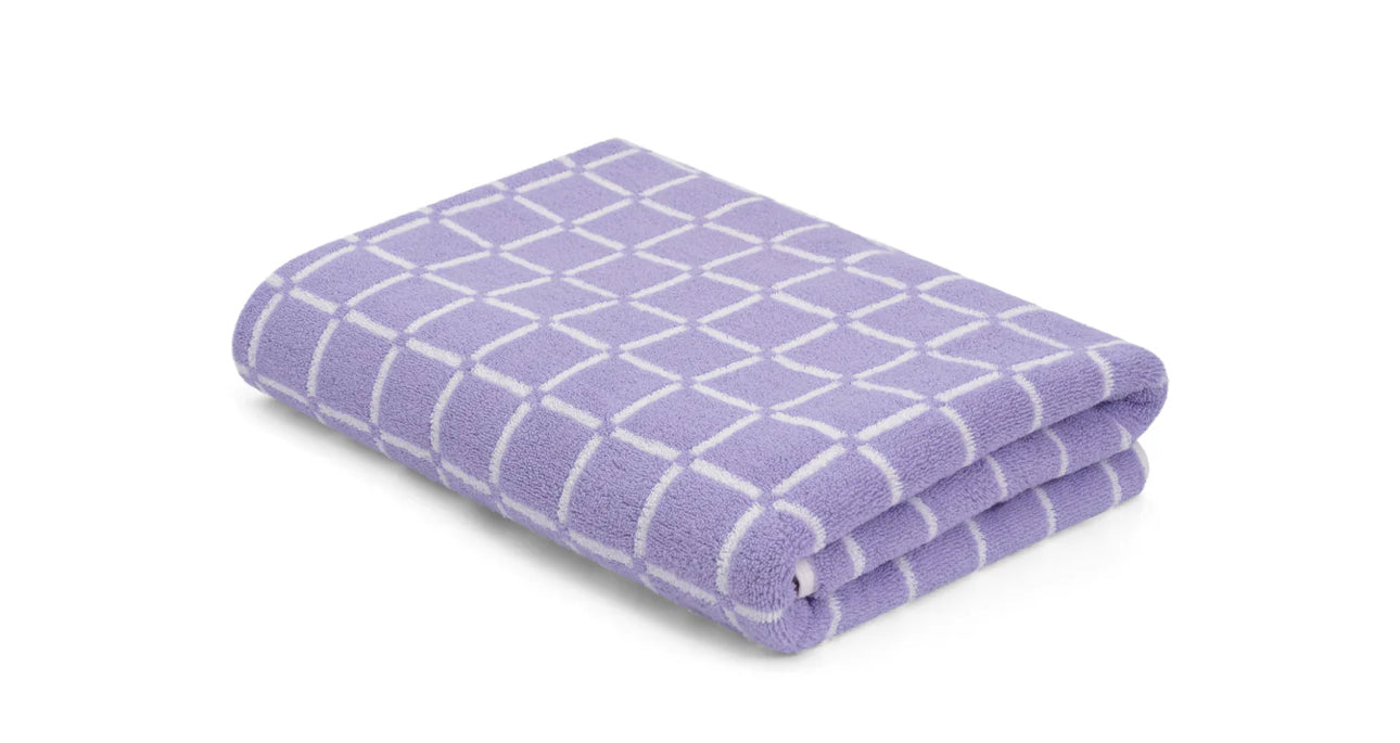 Loop Home BATH SHEET - LILAC/IVORY - GRID