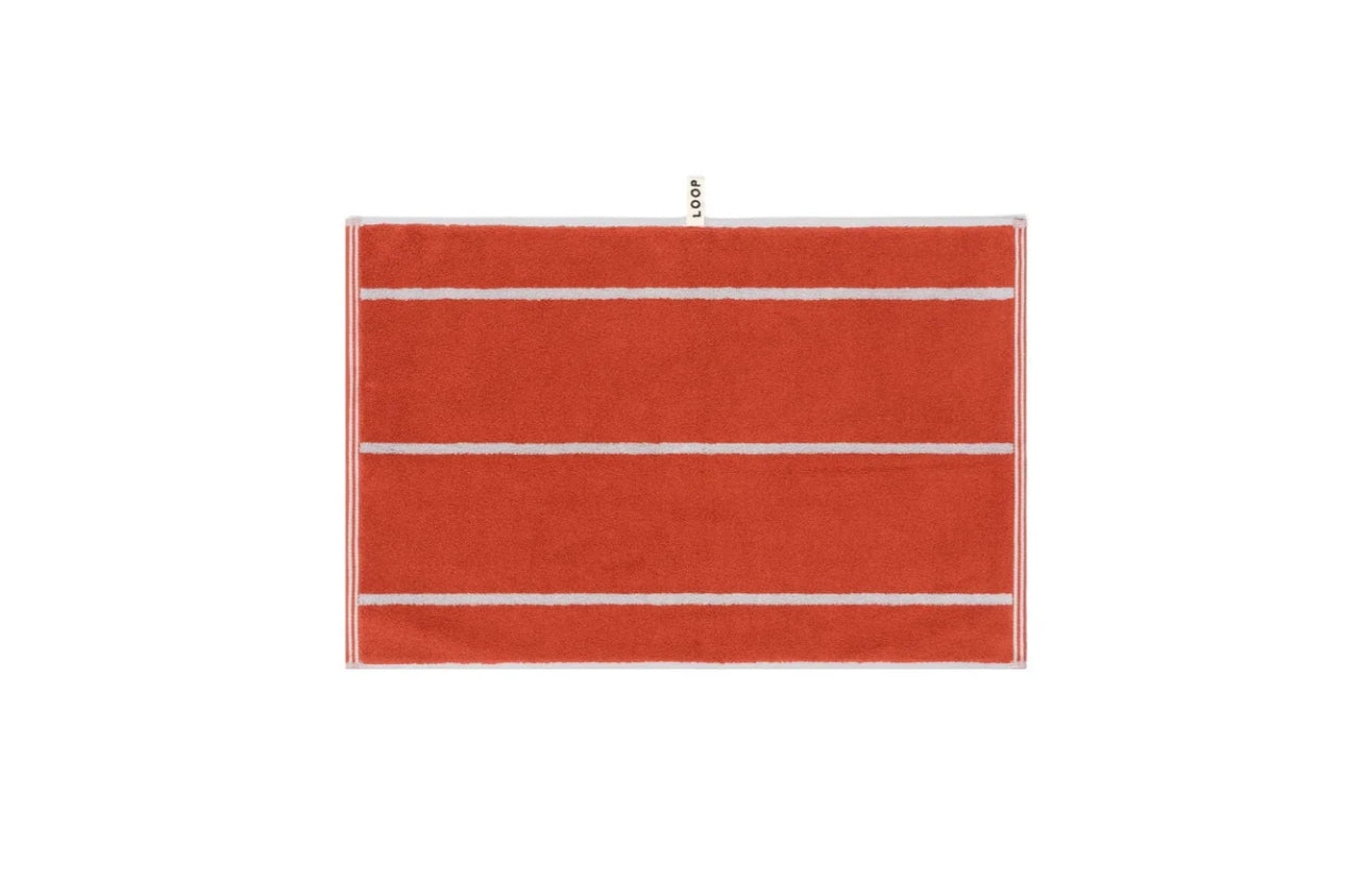Loop Home HAND TOWEL - TERRACOTTA/STONE - PINSTRIPE