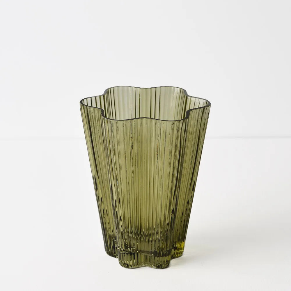 Floral Interiors Vase Ripple Ruffle Olive