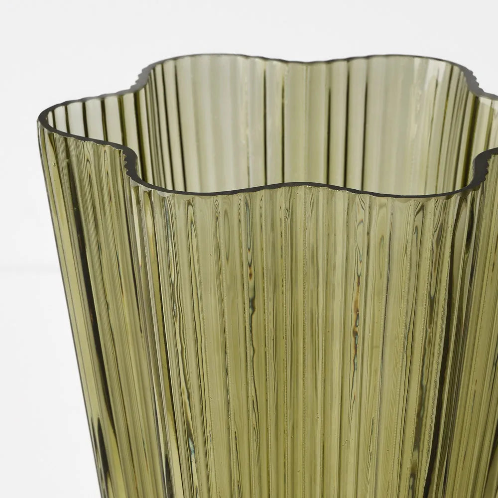Floral Interiors Vase Ripple Ruffle Olive