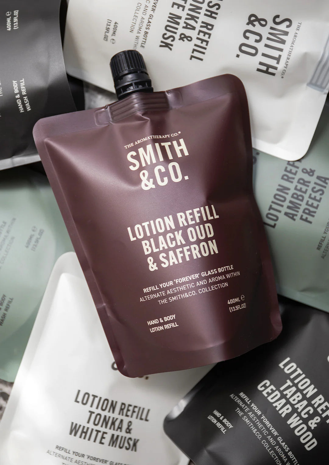 Smith & Co Black Oud & Saffron Lotion Refill 400ml