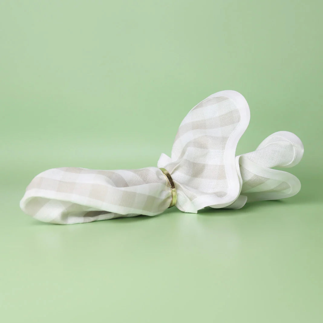 Sage & Cooper Scallop Napkins Gingham Pattern 4pc