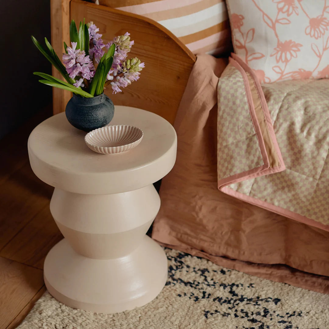 Bonnie & Neil Pedestal Side Table Almond