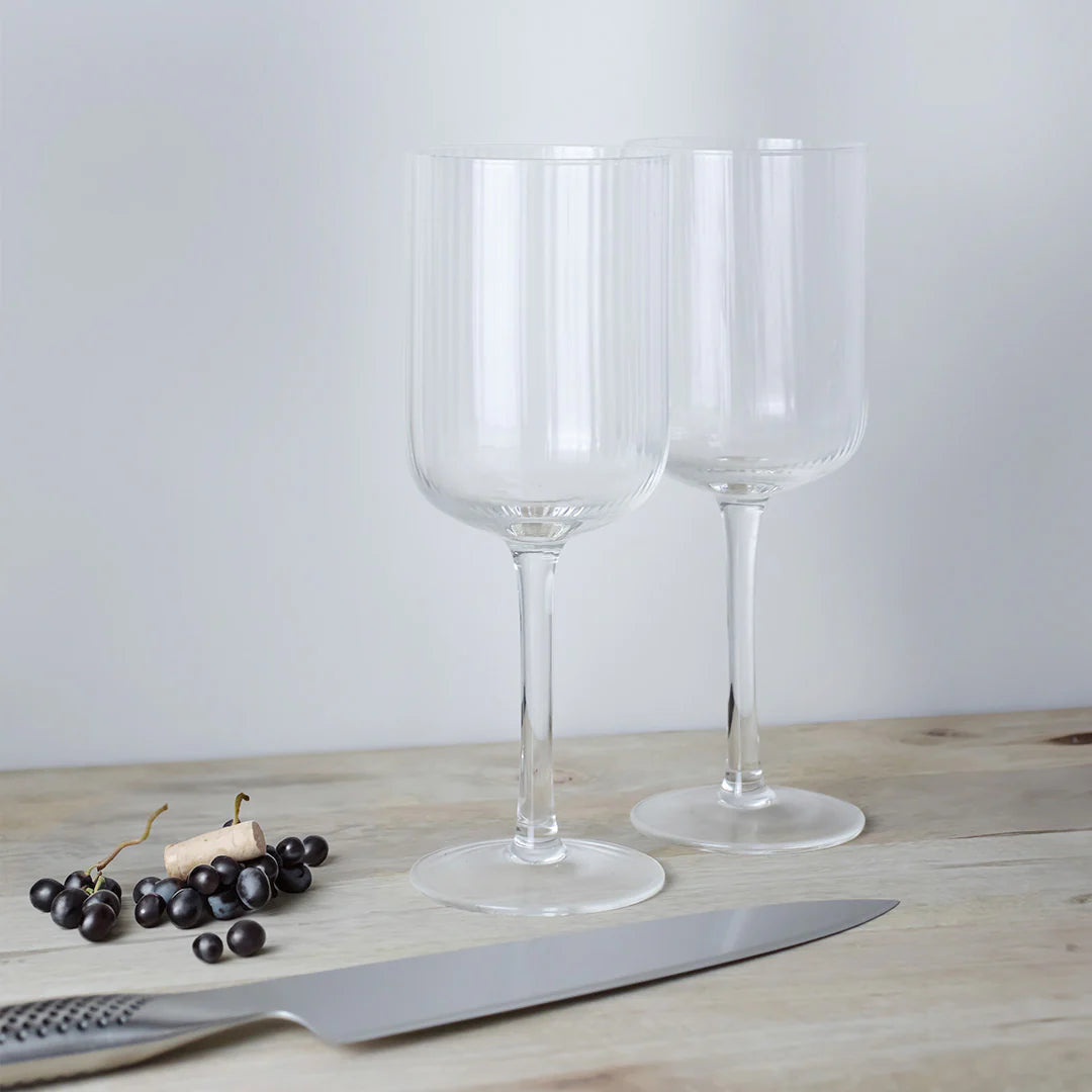 Ivy Ribbed Wine Glasses (S4)