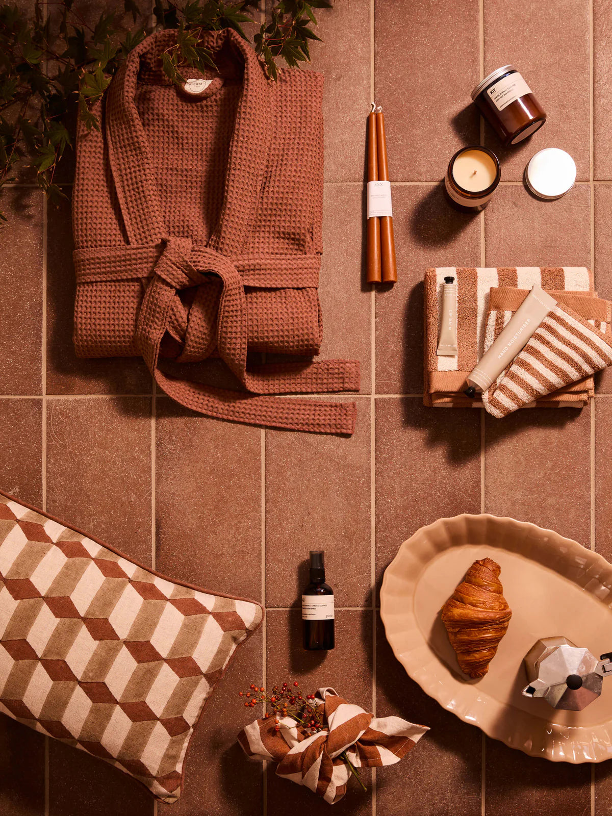 LM Home Spa Terracotta Waffle Bathrobe
