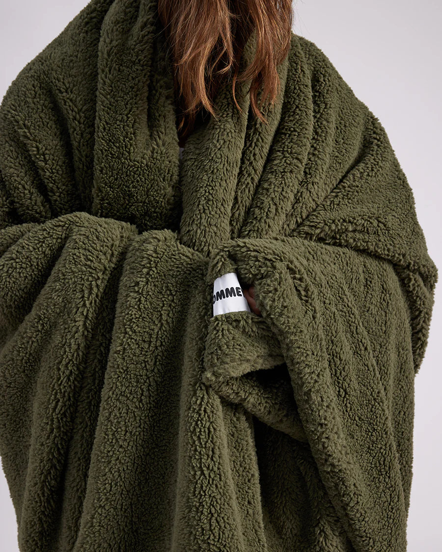 Hommey Faux Fur Throw Blanket - Olive