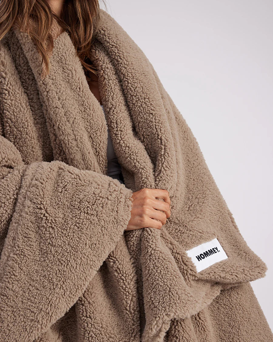 Hommey Faux Fur Throw Blanket Warm Grey