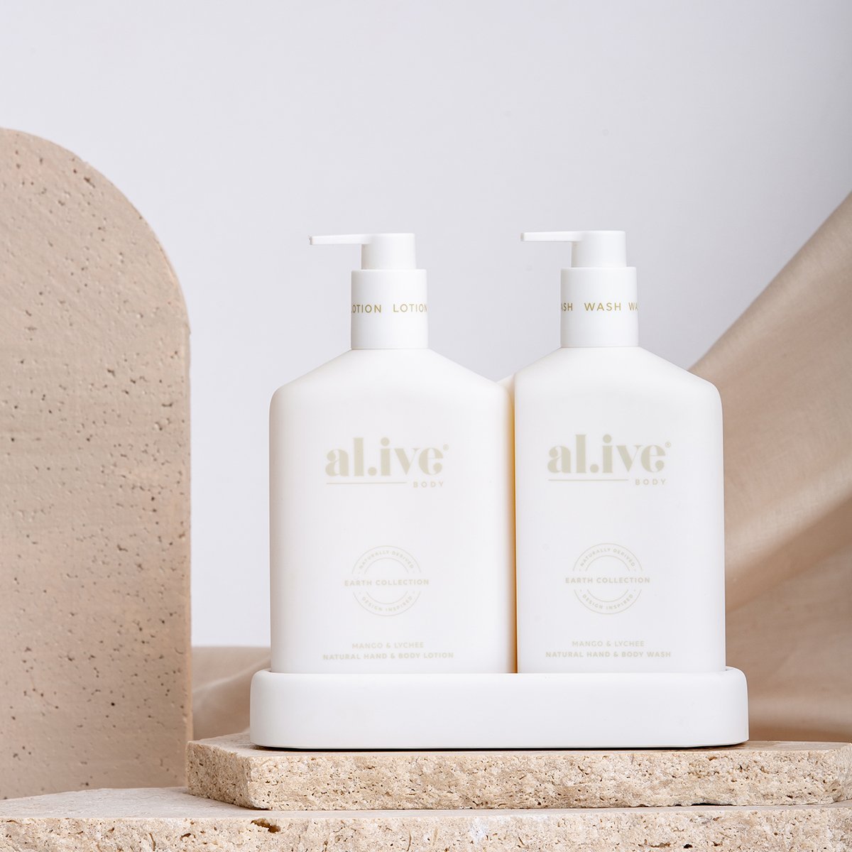 AL.IVE BODY WASH & LOTION DUO + TRAY - MANGO & LYCHEE