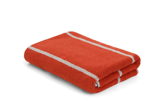 Loop Home BATH TOWEL - TERRACOTTA/STONE - PINSTRIPE