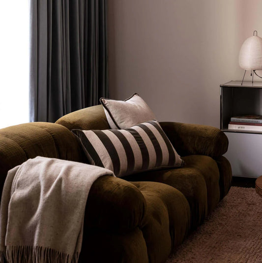 LM Home Etro Olive Piped Velvet Cushion