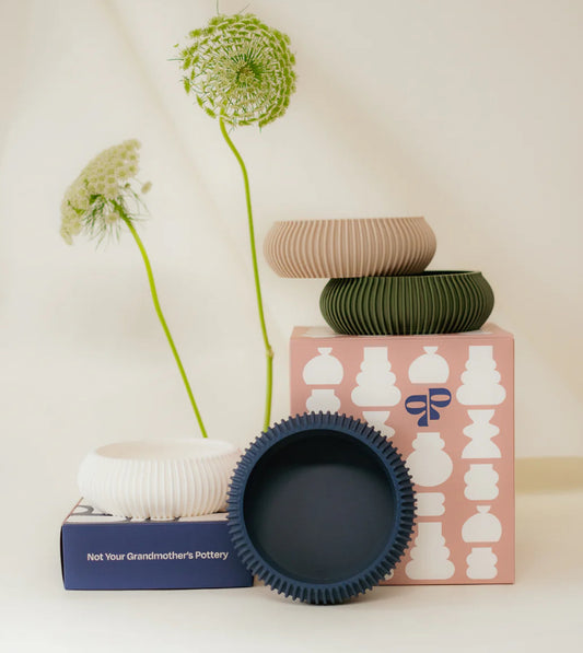 Printing Potters Ribbed Key Bowl White