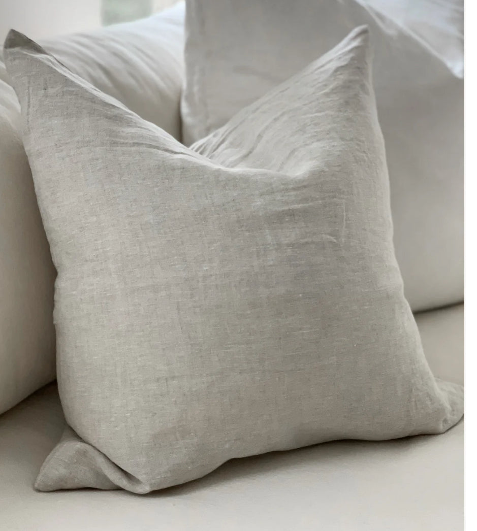 Feather & Oak Linen Standard Cushion - Flax