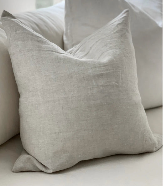 Feather & Oak Linen Standard Cushion - Flax