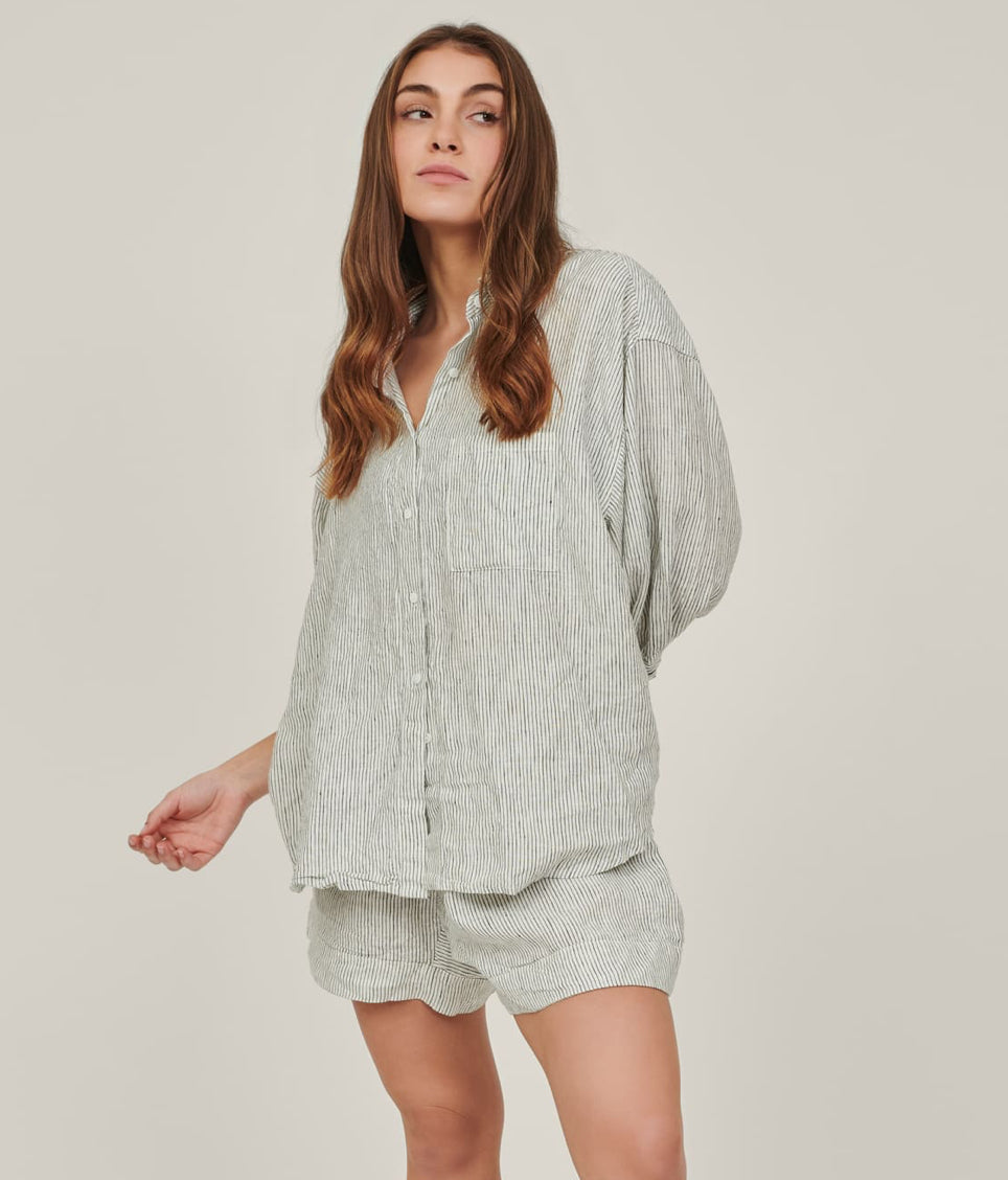C&G Linen Pencil Stripe Shirt Large