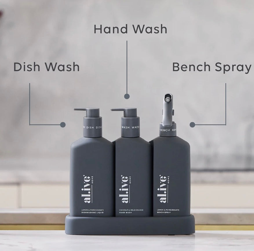Al.ive Body kitchen trio
LEMON & POMEGRANATE + COCONUT & WILD ORANGE