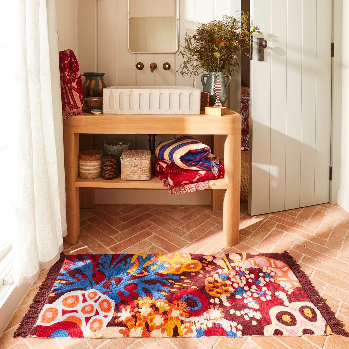 Sage X Clare Cora Bath Runner Garnet