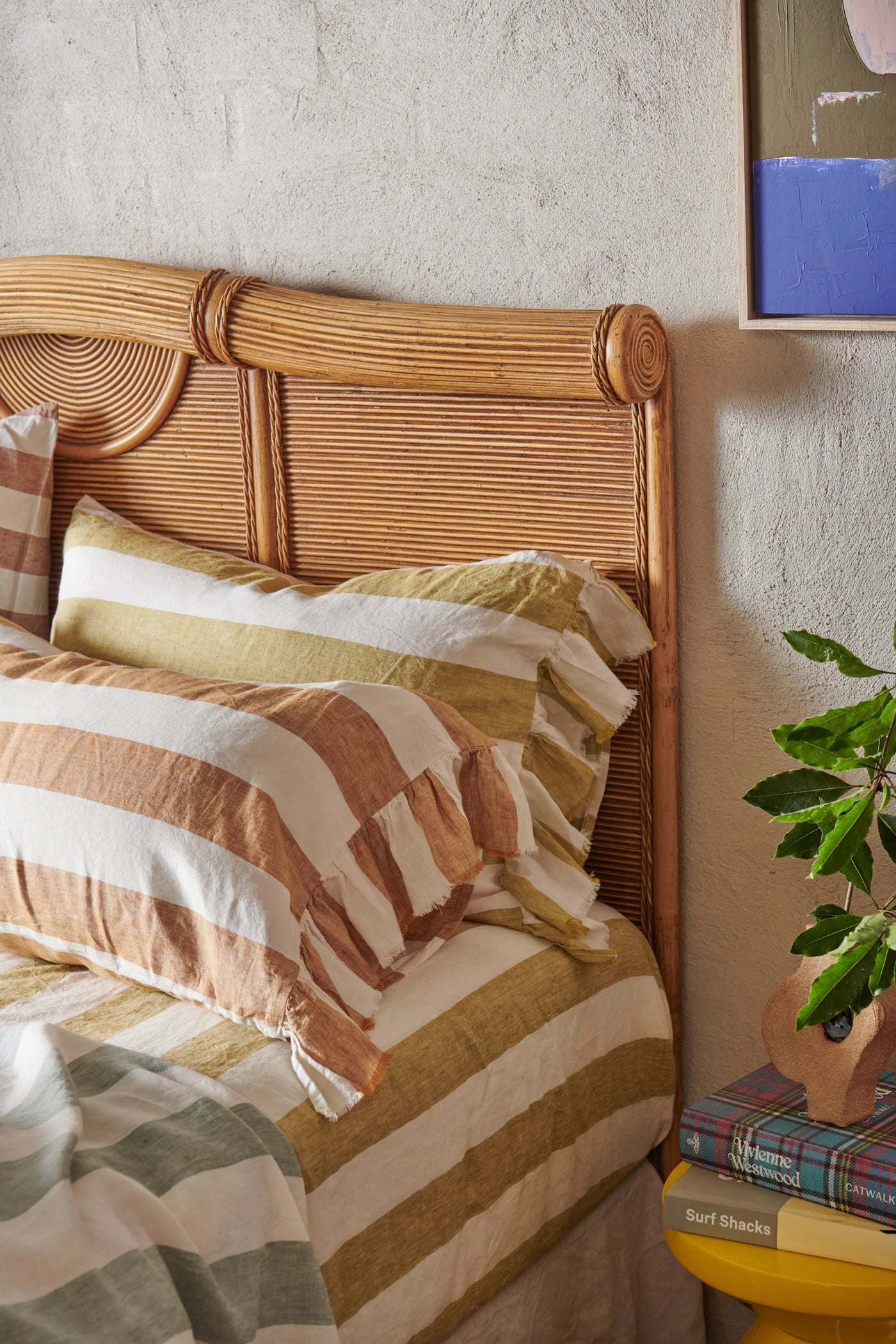 Society Of Wanderers Turmeric Stripe Pillowcase Sets Ruffle