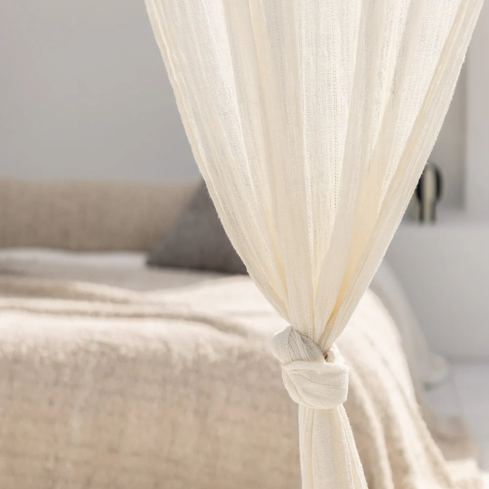 Eadie Lifestyle Pre Order Aira Linen Curtain with Tan Leather Rings