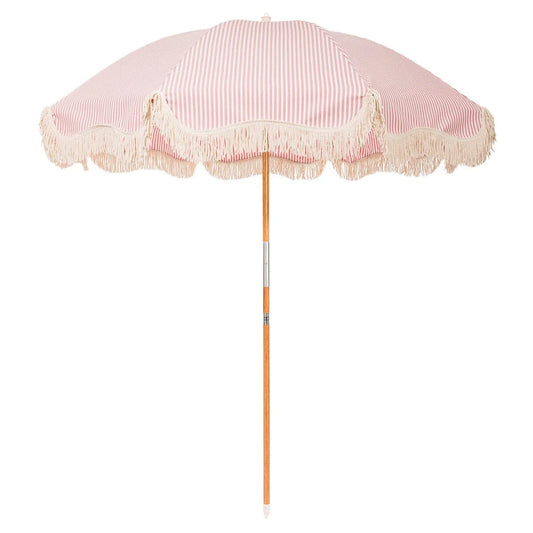 Business & Pleasure THE RIO FRINGED UMBRELLA - LAUREN'S PINK STRIPE