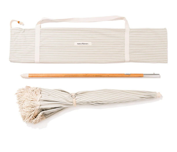 Business & Pleasure THE RIO FRINGED UMBRELLA - LAUREN'S SAGE STRIPE