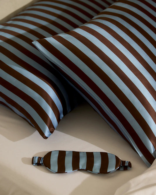 Hommey Silk Eye Mask -Iced Chocolate Stripe
