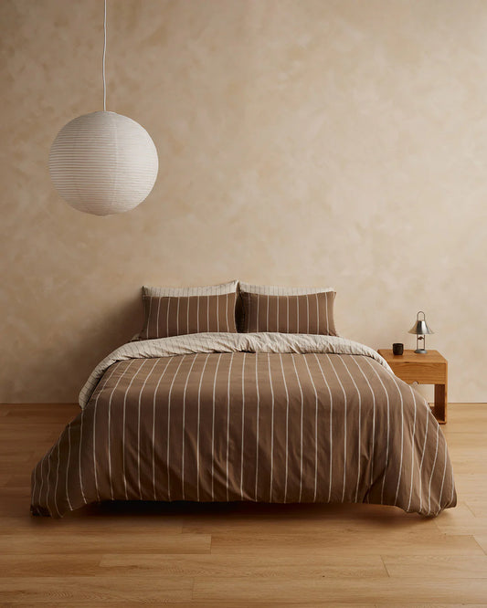 Hommey Quilt Cover - Caramel / Cream Queen