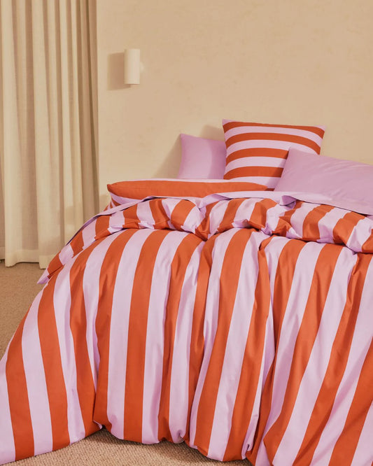 Hommey Grapefruit Stripe Pillowcase Pair - Organic Cotton