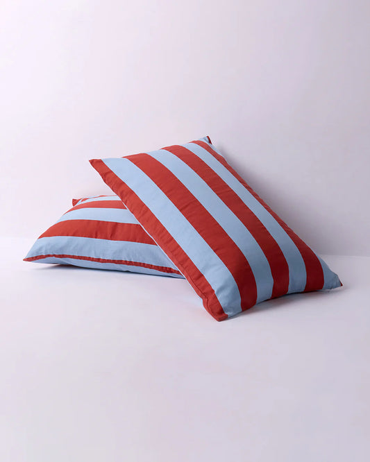 Hommey Picnic Stripe Pillowcase Pair Organic Cotton