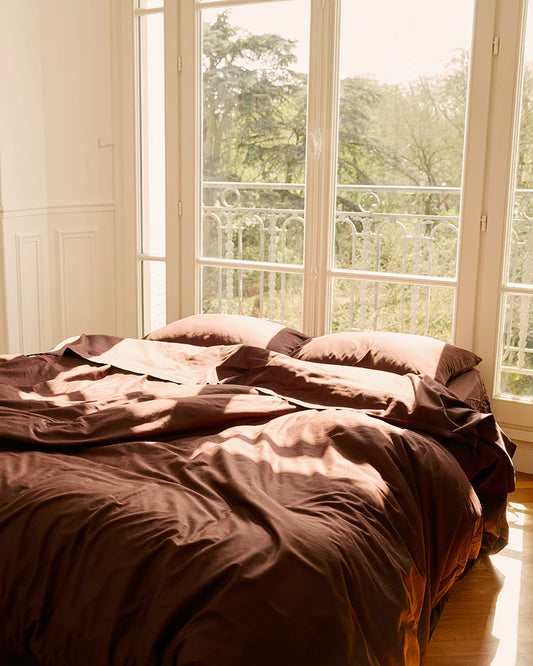 Hommey Quilt Cover - Organic Cotton Cocoa Queen