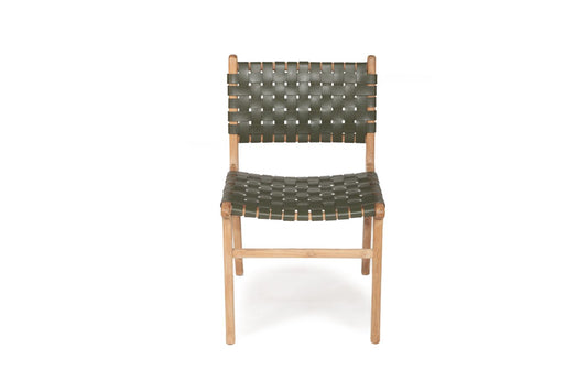 Pasadena Leather Side Chair – Woven – Olive
