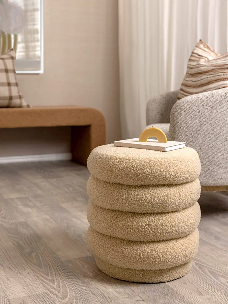 Lucia Round Boucle Stool Cream