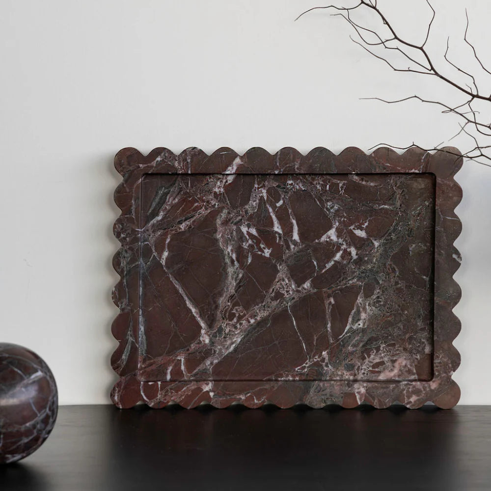 Co Theory Palazzo Medium Scalloped Tray Rosso Levanto