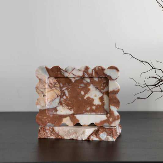 Co Theory Palazzo Small Scalloped Tray & Incense Holder Brown Calacatta