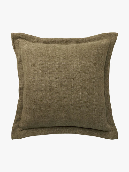 LM Home Burton Khaki Tailored Heavy Linen Cushion 60cm