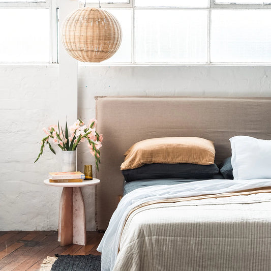 PRE ORDER SAARDE Sanctuary Linen Bed Head with Slipcover | Oatmeal Queen