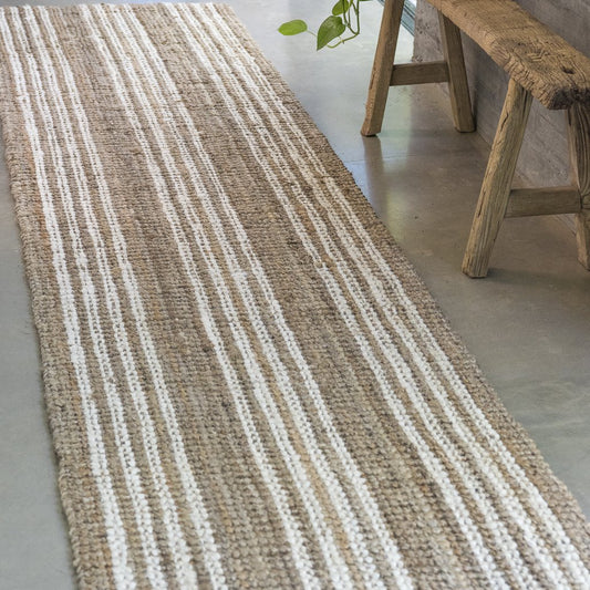 PRE ORDER ZEBRA HOME OSBOURNE STRIP OVERSIZED JUTE MAT 70x140cm